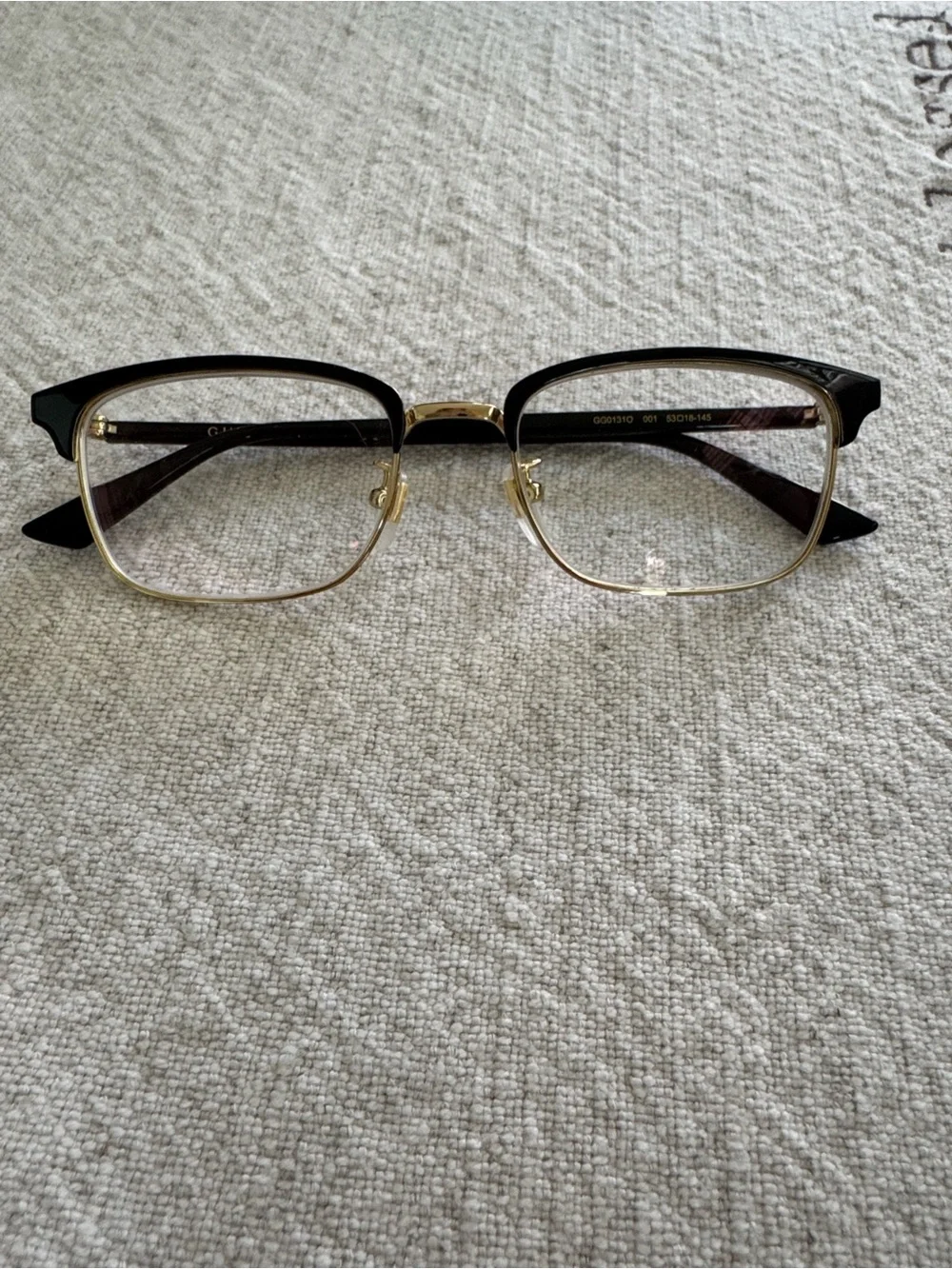 Gucci Black and Gold Browline Eyeglasses